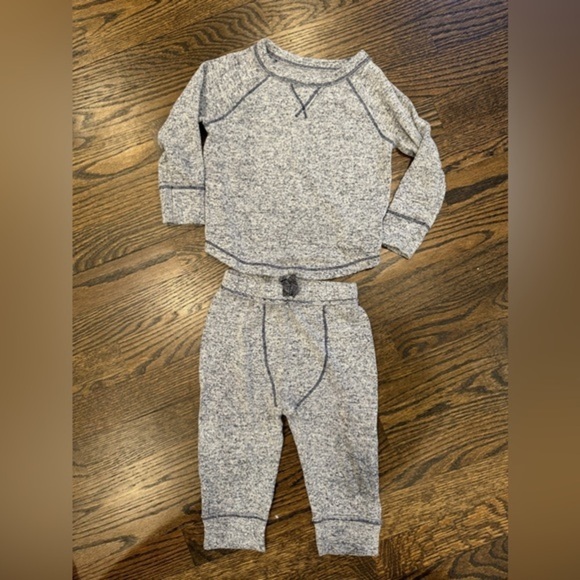 Cat & Jack boy long sleeve and jogger drop crotch set 18 months marled blue - Picture 1 of 4